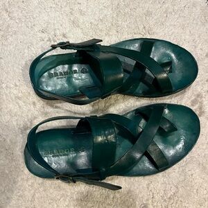Brador Green Leather Sandals